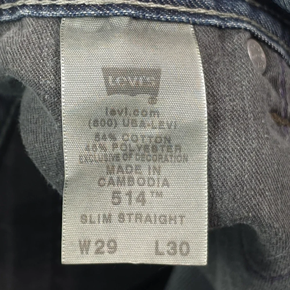 Levi's 514 Slim Straight Jeans Mens 29x30 Medium Blue Wash Zip Pockets Y2K Denim